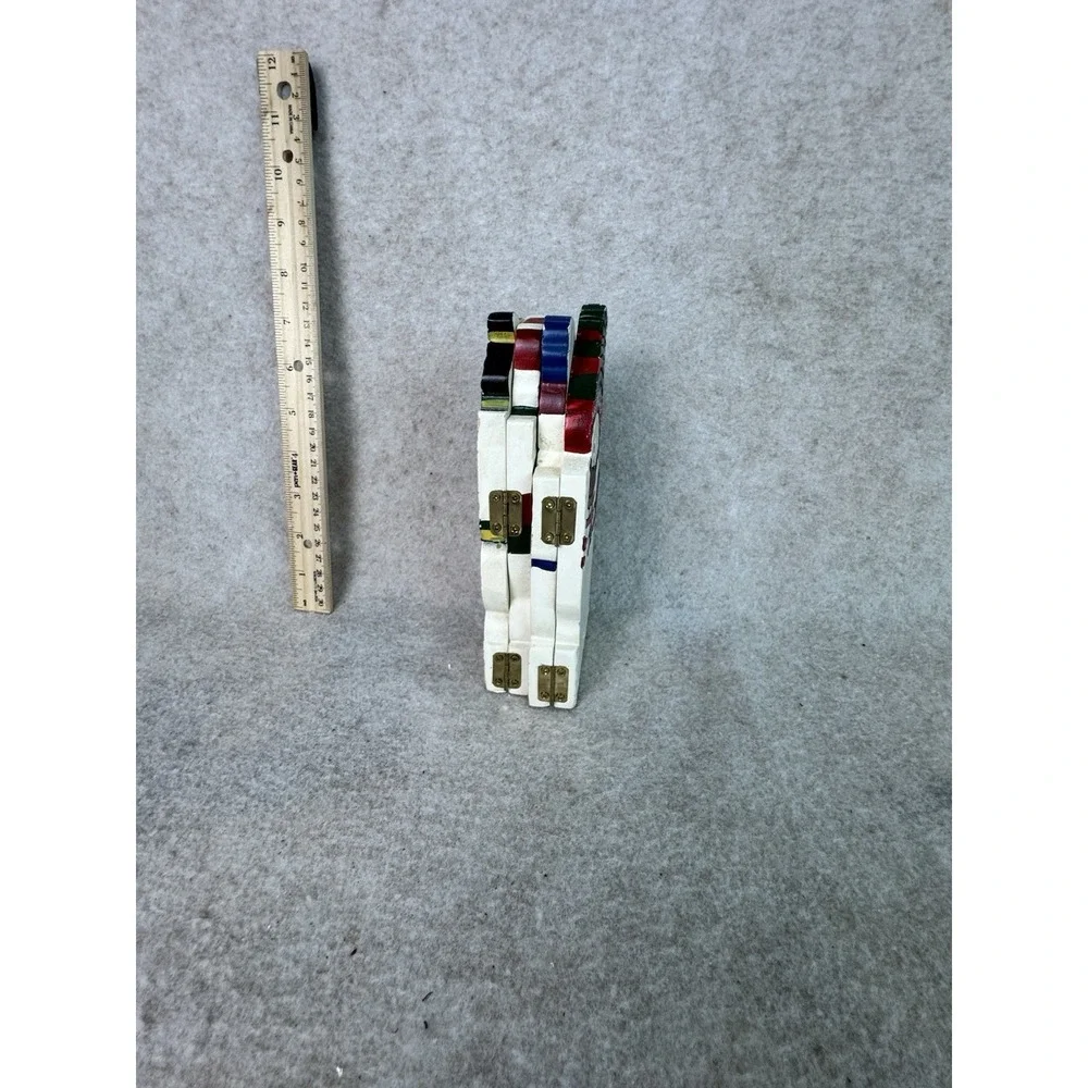 Set of 4 Wooden Snowman Figurines‎ Christmas Holiday Decor Tabletop Shelf Accent